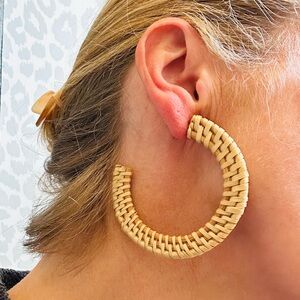 Anthropologie lightweight, wicker hoop, earrings